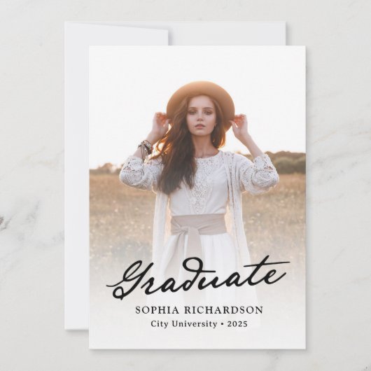 Faire-part Script Whimsical | Diplôme Chic Two Photo (Devant)