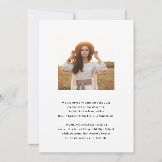 Faire-part Script Whimsical | Diplôme Chic Two Photo (Dos)