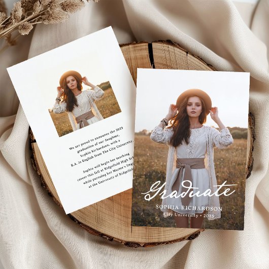 Faire-part Script Whimsical | Diplôme Chic Two Photo