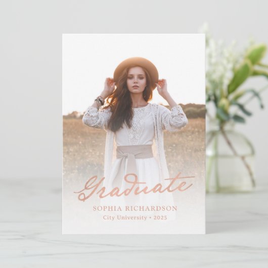 Faire-part Script Whimsical | Diplôme Chic Two Photo (Debout devant)