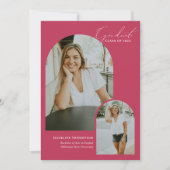 Faire-part Script Whimsical Magenta Arch Photo Graduation (Devant)