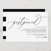 Faire-part Script Whimsical Mariage noir Postponction (Devant / Derrière)