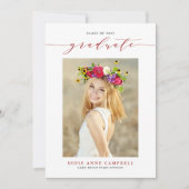 Faire-part Script Whimsical Rouge 2022 - Graduation Photo (Devant)