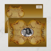 Faire-part Scrolls en bronze Enregistrer la carte postale Dat (Devant / Derrière)