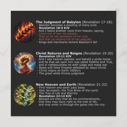 Faire-part Séquence des signes de l'Apocalypse - Bible KJV (Dos)