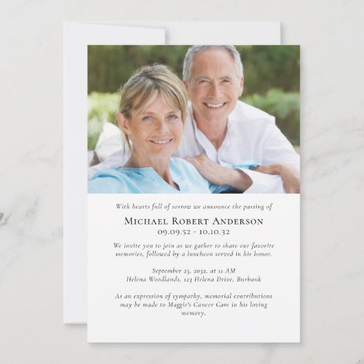 Faire-part Service commémoratif photo Sunset (Dos)