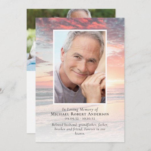 Faire-part Service commémoratif photo Sunset (Devant / Derrière)