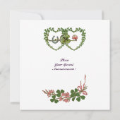 Faire-part SHAMROCK COEURS MONOGRAMME or (Dos)