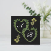 Faire-part SHAMROCK COEURS MONOGRAMME or (Debout devant)