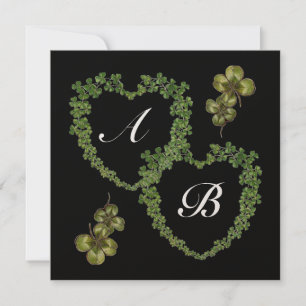 Faire-part SHAMROCK COEURS MONOGRAMME or