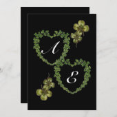 Faire-part SHAMROCK COEURS MONOGRAMME Vert noir (Devant / Derrière)