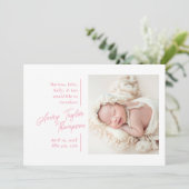 Faire-part Signature Script Photo Moderne Naissance bébé (Debout devant)