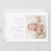 Faire-part Signature Script Photo Moderne Naissance bébé (Devant)