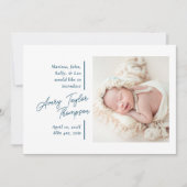 Faire-part Signature Script Photo Moderne Naissance bébé (Devant)