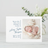 Faire-part Signature Script Photo Moderne Naissance bébé (Debout devant)