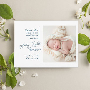 Faire-part Signature Script Photo Moderne Naissance bébé