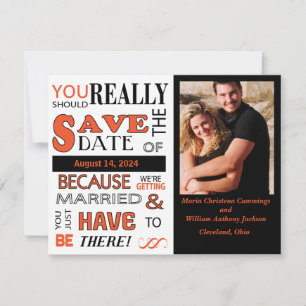 Faire-part Signboard Enregistrer La Date (Tangerine)