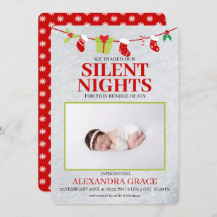 Faire-part Silent Nights Bundle Joie Photo Noël Naissance