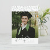 Faire-part Silver Confetti Photo Classe de l'année de graduat (Debout devant)