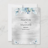 Faire-part Silver Dusty Blue Peony Mariage Enregistrer La Dat (Dos)