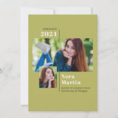 Faire-part Simple 2 Photo College Graduation Avocado Announc (Devant)