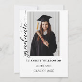 Faire-part Simple 2 Photo noir Calligraphie Script Graduation (Devant)
