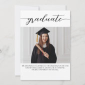 Faire-part Simple 2 Photo noir Calligraphie Script Graduation (Dos)