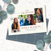 Faire-part Simple 3 Photo Bourgogne Dusty Blue