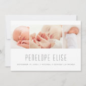 Faire-part Simple 3 photo Collage bébé naissance (Devant)