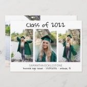 Faire-part Simple 3 photo Collage Classe de graduation person (Devant / Derrière)