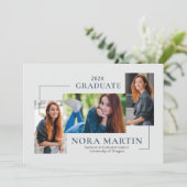 Faire-part Simple 3 Photo Turquoise Graduation (Debout devant)