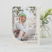 Faire-part Simple Arc clair Beige Photo Collage Graduation (Debout devant)