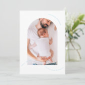 Faire-part simple arc nouveau-né photo collage bébé bleu nais (Debout devant)