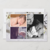 Faire-part Simple bébé garçon photo collage de la naissance (Dos)