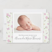 Faire-part Simple Bébé rose élégant Script de calligraphie ph (Devant)