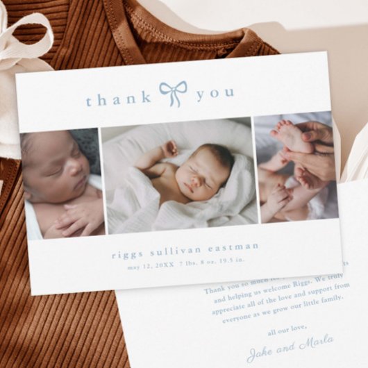 Faire-part Simple Bow Boy Photo Collage Baby