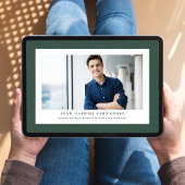 Faire-part Simple cadre vert tweed classique graduation photo