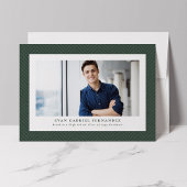 Faire-part Simple cadre vert tweed classique graduation photo