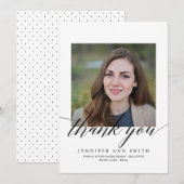 Faire-part Simple Calligraphie Graduation Photographie Merci (Devant / Derrière)