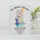 Faire-part Simple Changement d'Adresse à l'Intention des Amis (Debout devant)