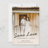 Faire-part Simple Chic Écriture Photo Report de Mariage (Devant)