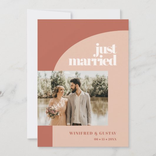 Faire-part Simple chic pêche en terre cuite arche photo maria (Devant)