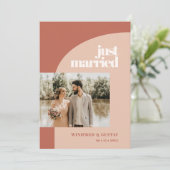 Faire-part Simple chic pêche en terre cuite arche photo maria (Debout devant)