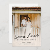 Faire-part Simple Chic Script Photo Report de Mariage (Devant / Derrière)