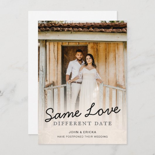 Faire-part Simple Chic Script Photo Report de Mariage (Devant / Derrière)