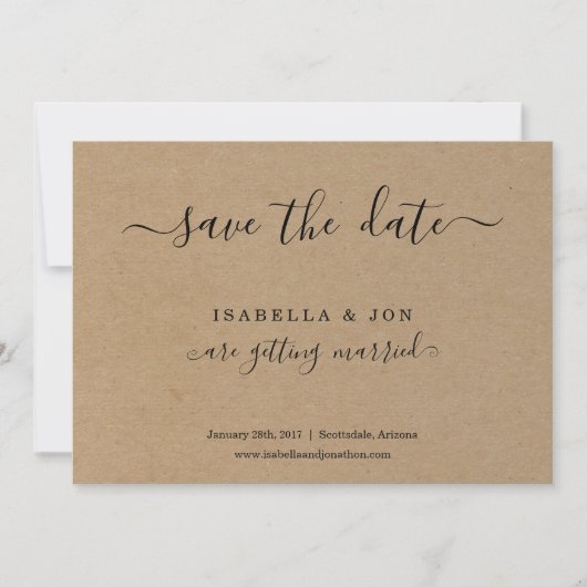 Faire-part Simple classique Enregistrer la date papier Kraft (Devant)