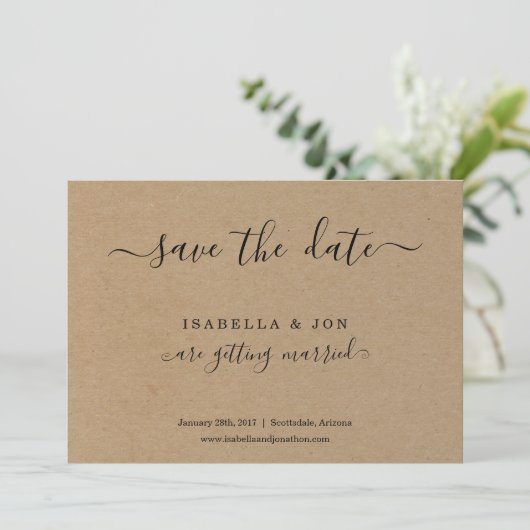 Faire-part Simple classique Enregistrer la date papier Kraft (Debout devant)