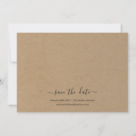 Faire-part Simple classique Enregistrer la date papier Kraft (Dos)