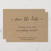 Faire-part Simple classique Enregistrer la date papier Kraft (Devant / Derrière)