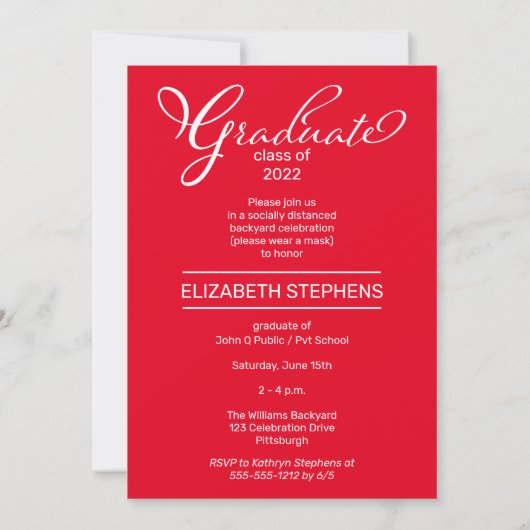 Faire-part Simple Classy Script Graduate Photo Party Grad Un (Dos)
